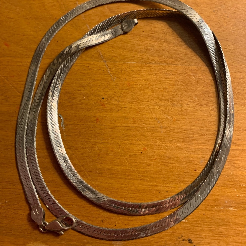 29” herringbone 925 sterling silver chain necklace.